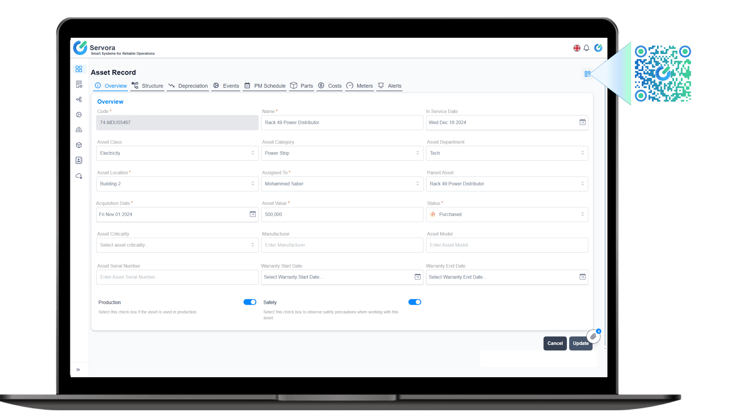 Servora Asset Lifecycle Management — Full asset record, one view